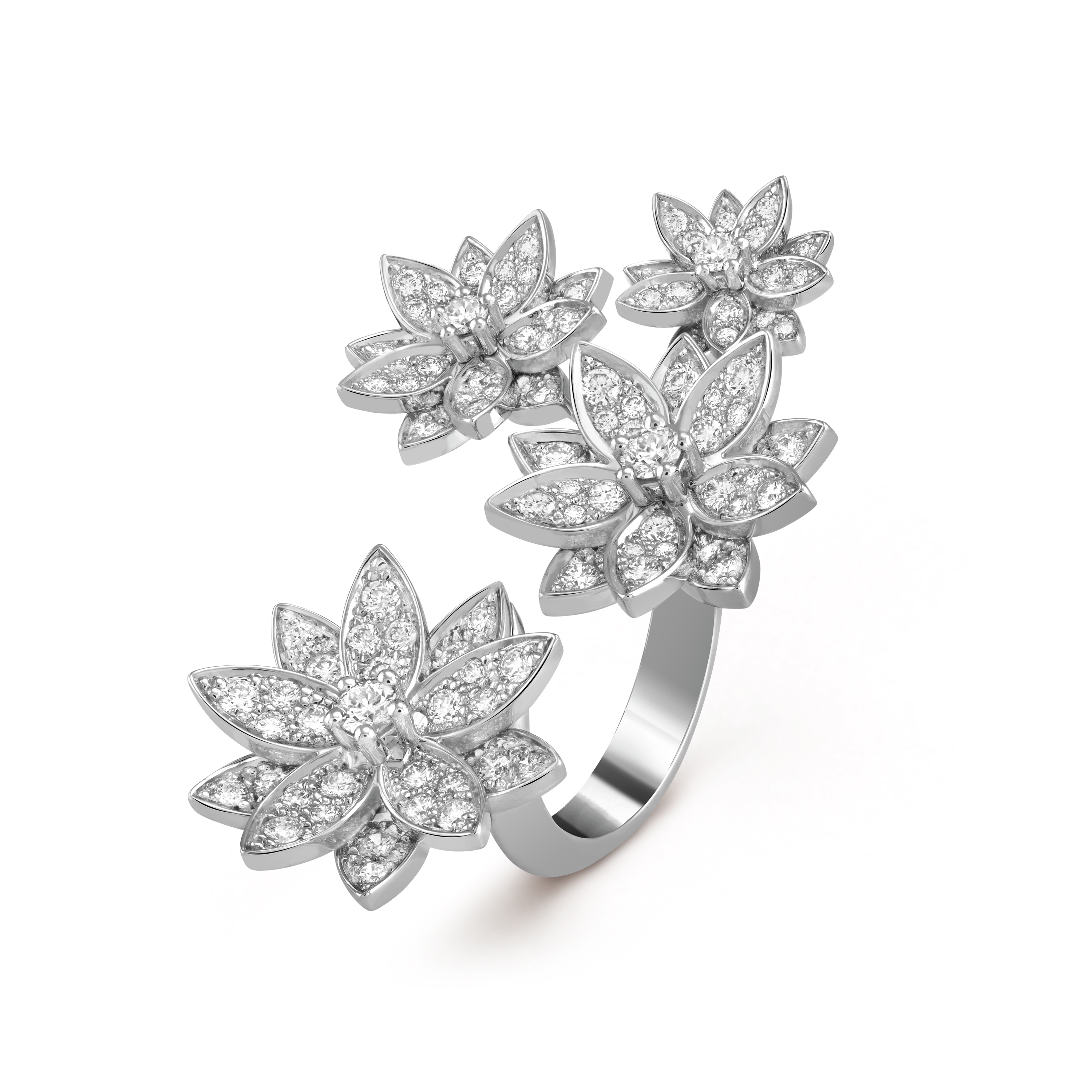 18K Lotus Between the Finger 4 Flowers Ring