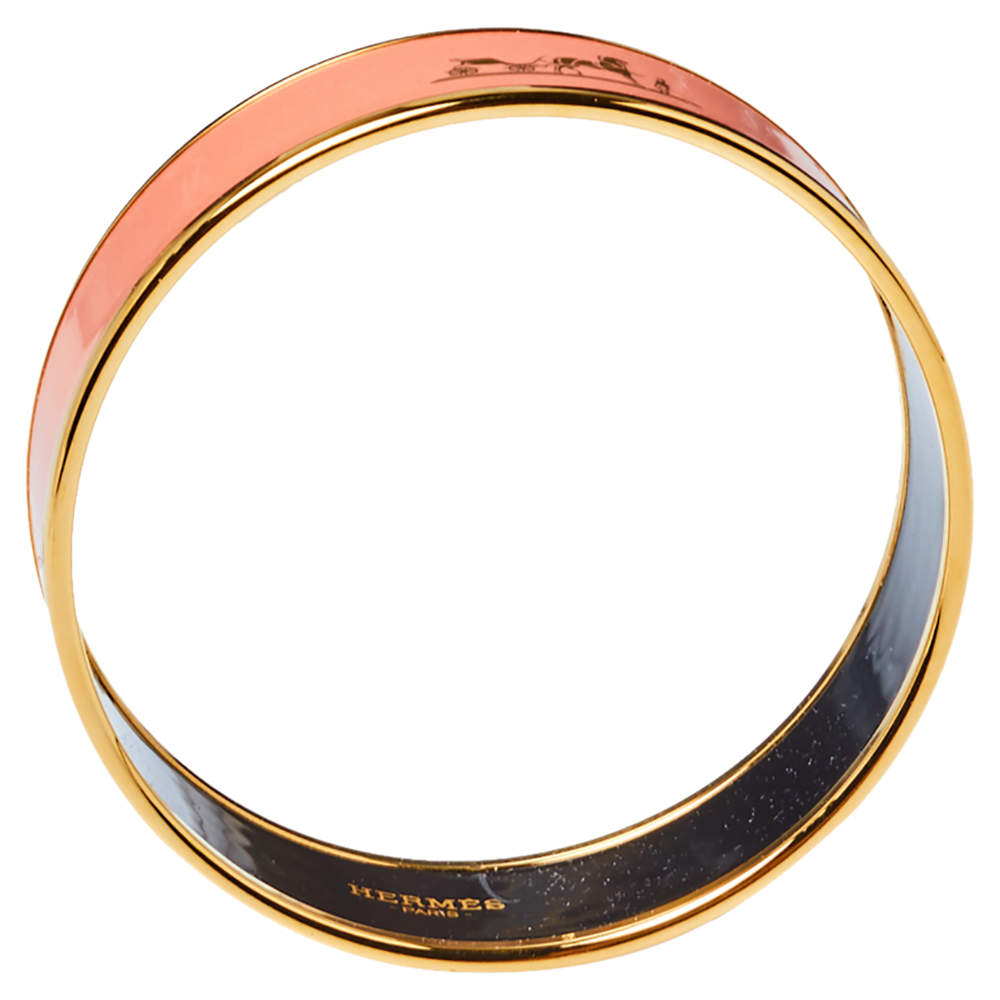 18K Enamel Cal¨¨che Wide Bangle Hermes Bracelet